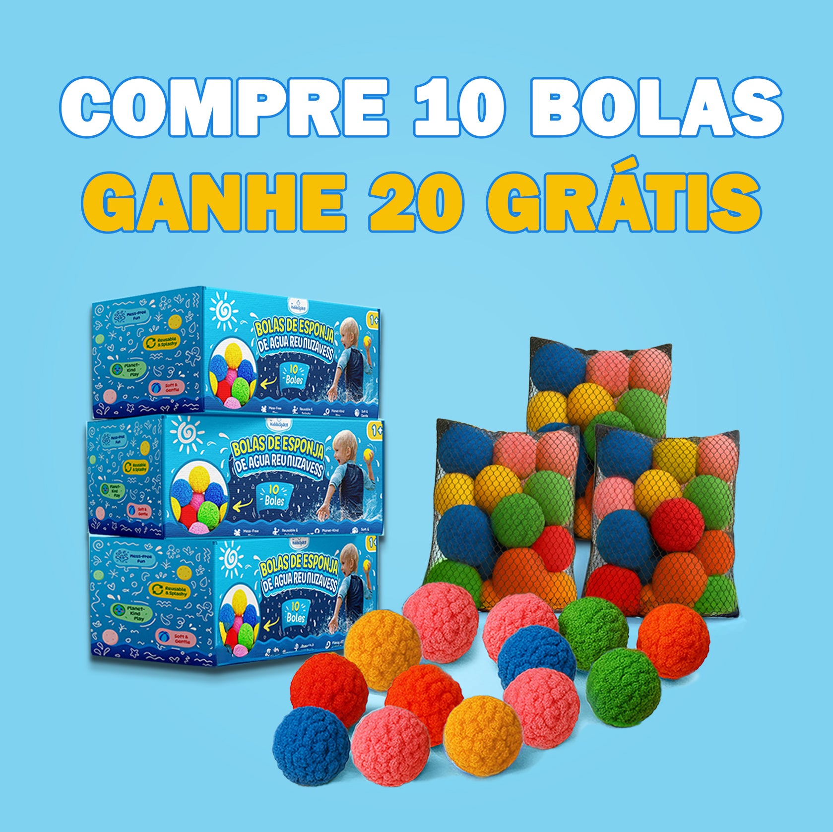 Bolas de Esponja Reutilizáveis KiddoSpace (Compre 10 bolas Ganhe 20 Grátis)
